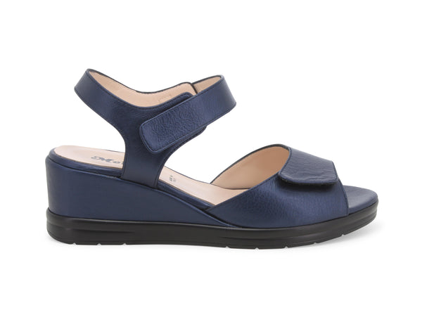 Melluso Sandali Comfort 2 Strappi con Zeppa tomaia Pelle Blu R80331-225171